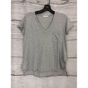 Lush Gray V-Neck Short Sleeve Tee With Pocket Size XS